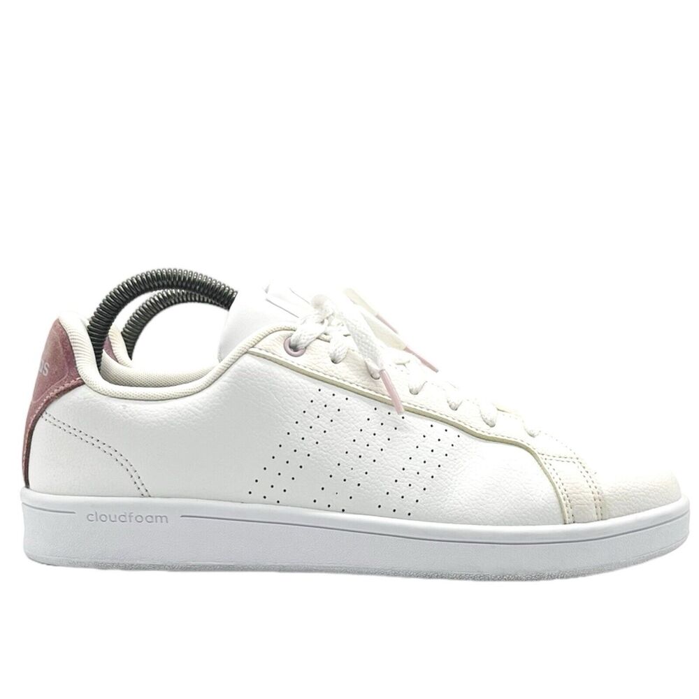 Adidas Cloudfoam Advantage Women's White Pink Sneakers‎ Shoes Size 10 DB0893